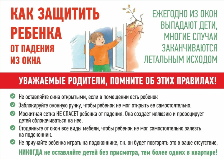 Памятка для родителей по профилактики выпадения детей из окон.